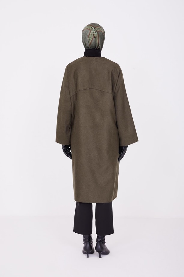 Armine Asimetrik ve Oversize Fermuarlı Hırka 22K5915 Haki