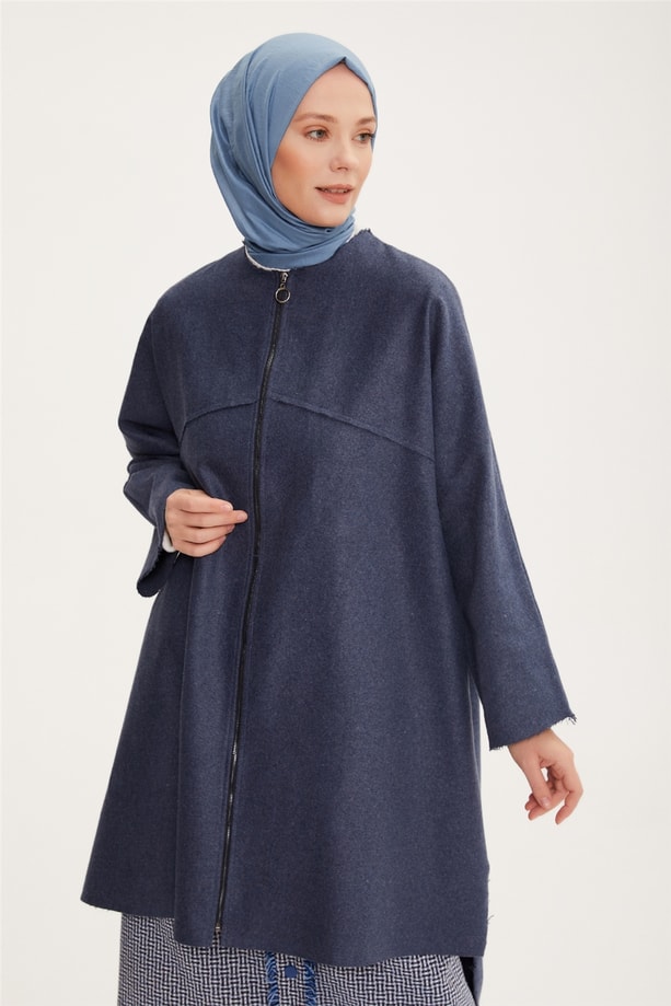 Armine Asimetrik Ve Oversize Fermuarlı Hırka 22K5915 Morcivert