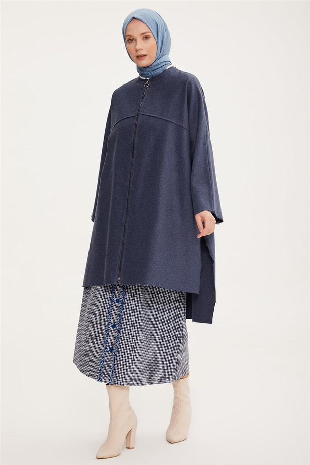 Armine Asimetrik Ve Oversize Fermuarlı Hırka 22K5915 Morcivert