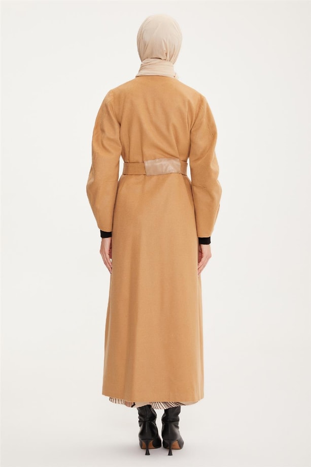 Armine Balon Kollu Manto 22K8208 Camel