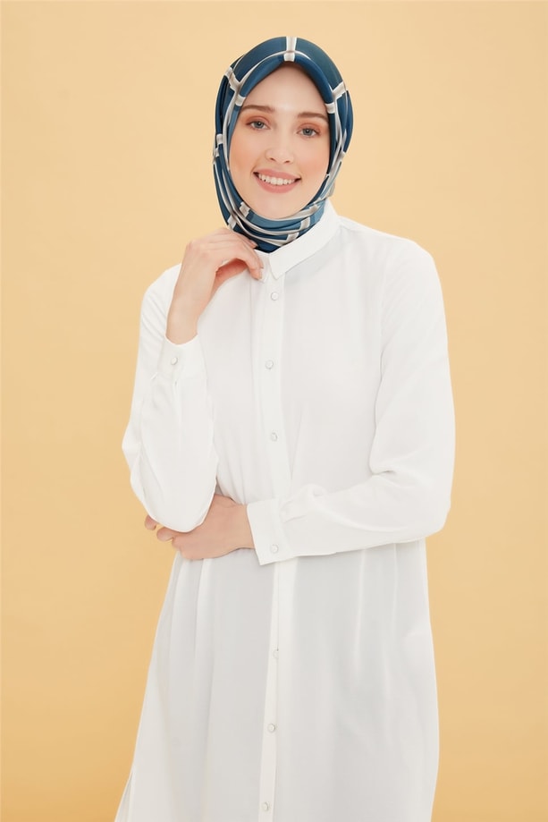 Armine Uzun Kollu Armine Logolu Tunik 21KH411 Ekru