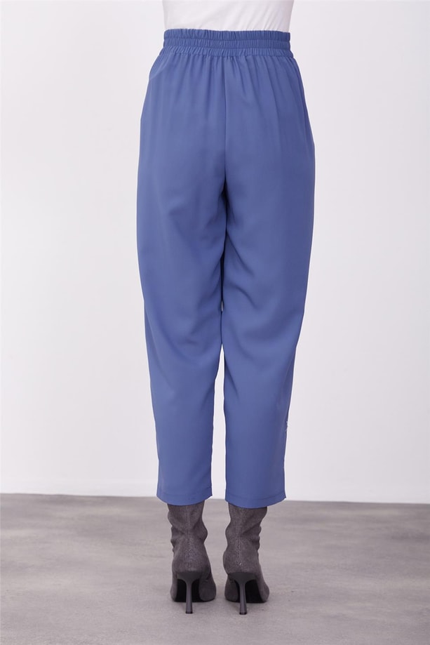 Armine Paçası Nakışlı Pantolon 23K2507 İndigo