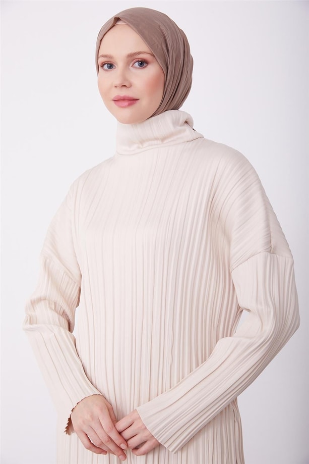 Armine Pliseli Örme Kumaşlı Bluz 23K3217 Bej