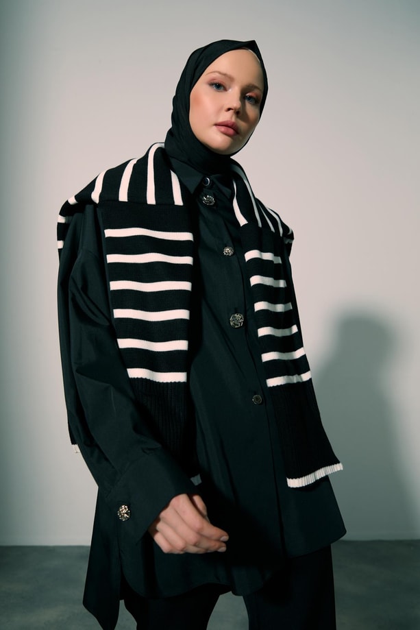 Armine Different Buttoned Oversize Shirt 23K3401 Black