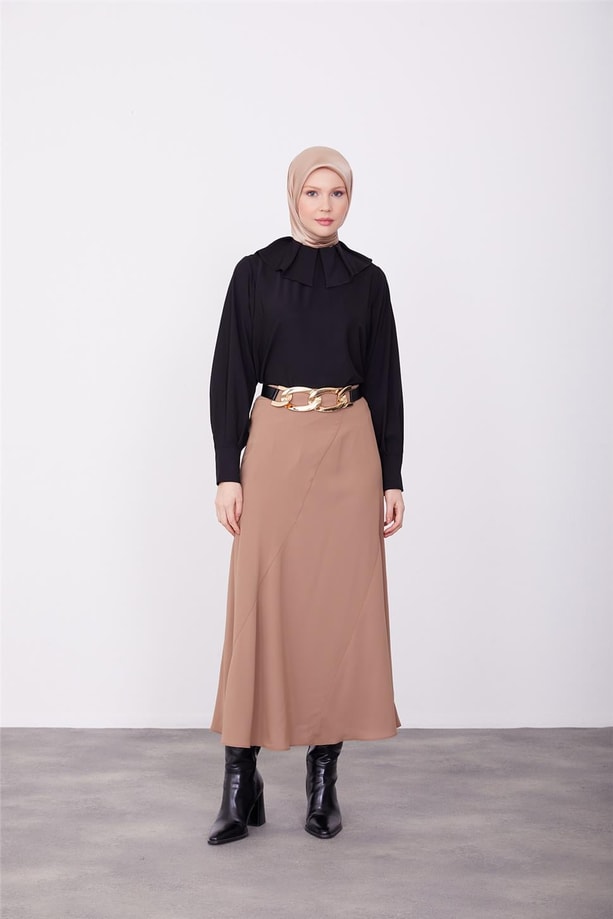 Armine Yakası Pileli Ve Allerli Bluz 23K3416 Siyah