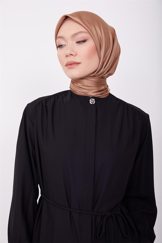 Armine Beli Bağlamalı Gömlek 23K3418 Siyah