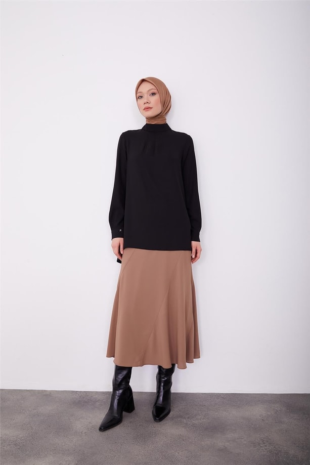 Armine Arkası Pilikaşe Detaylı Bluz 23K3435 Siyah