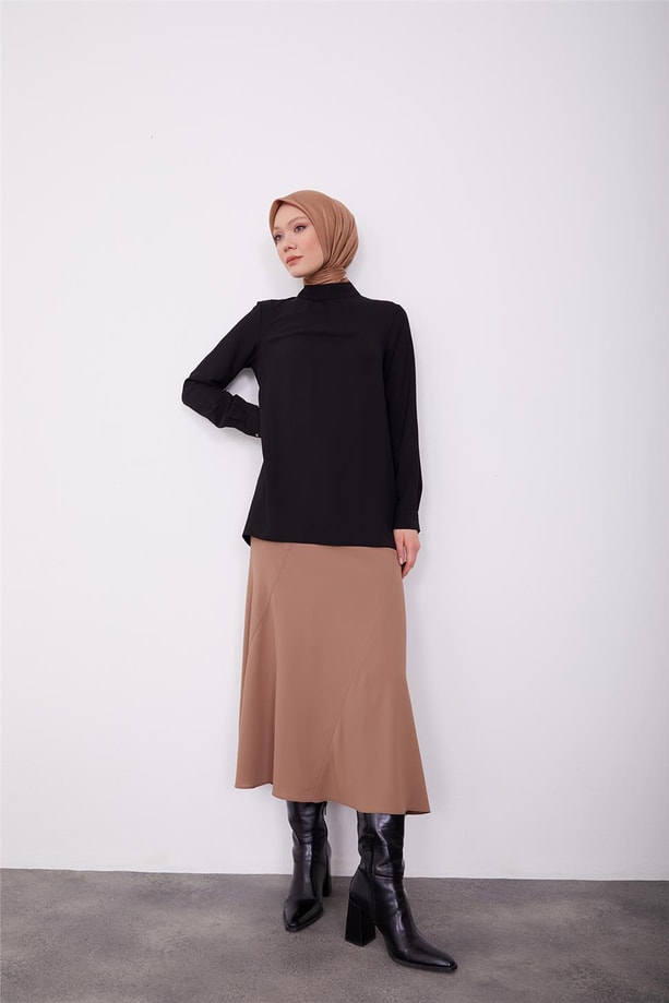 Armine Arkası Pilikaşe Detaylı Bluz 23K3435 Siyah