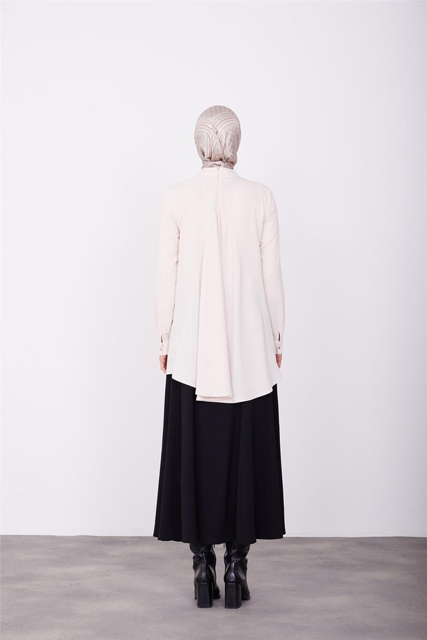 Armine Arkası Pilikaşe Detaylı Bluz 23K3435 Vanilya