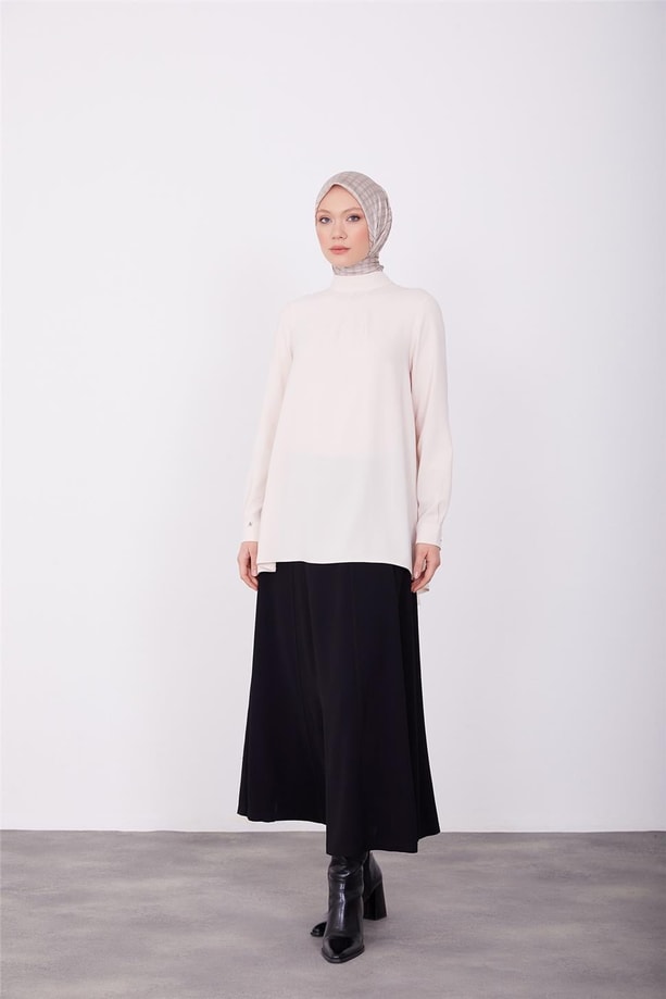 Armine Arkası Pilikaşe Detaylı Bluz 23K3435 Vanilya