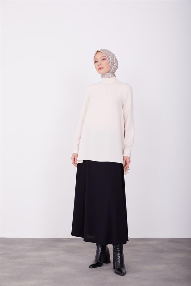 Armine Arkası Pilikaşe Detaylı Bluz 23K3435 Vanilya