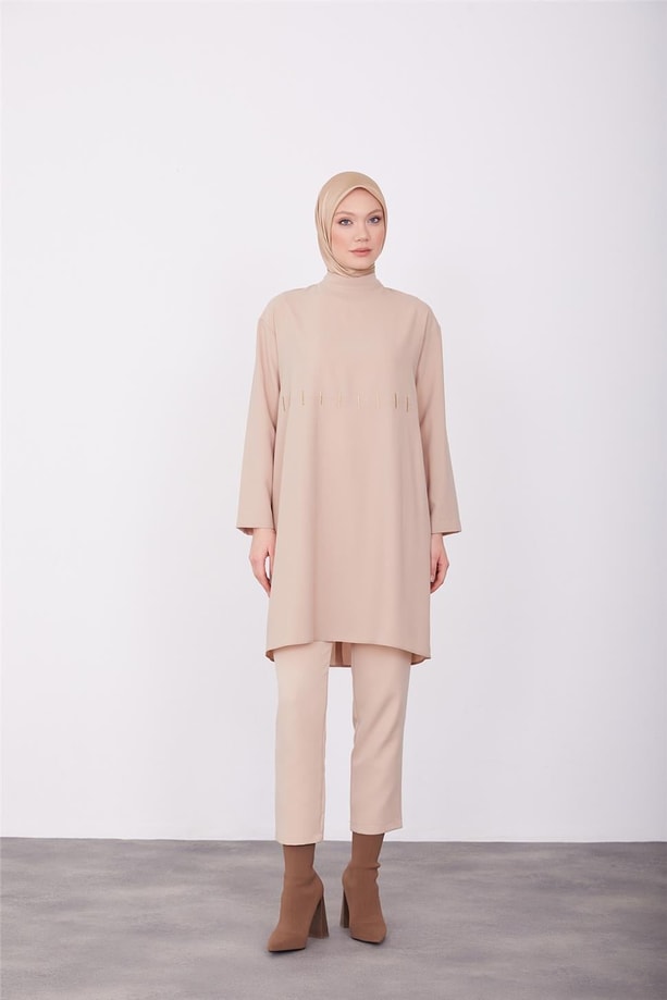 Armine Gold Nakışlı Tunik 23K4718 Bej