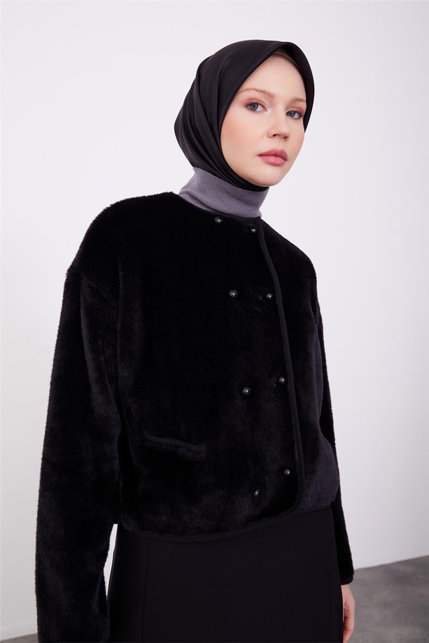 Armine Yumuşak Tuşeli Örme Hırka 23K5314 Siyah
