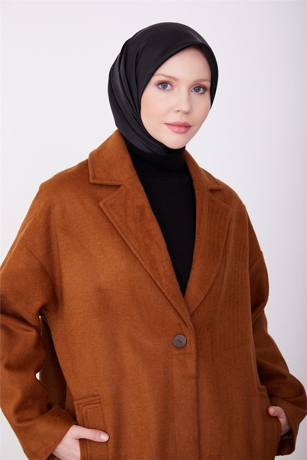 Armine tek düğmeli kaban 23K7202 Taba
