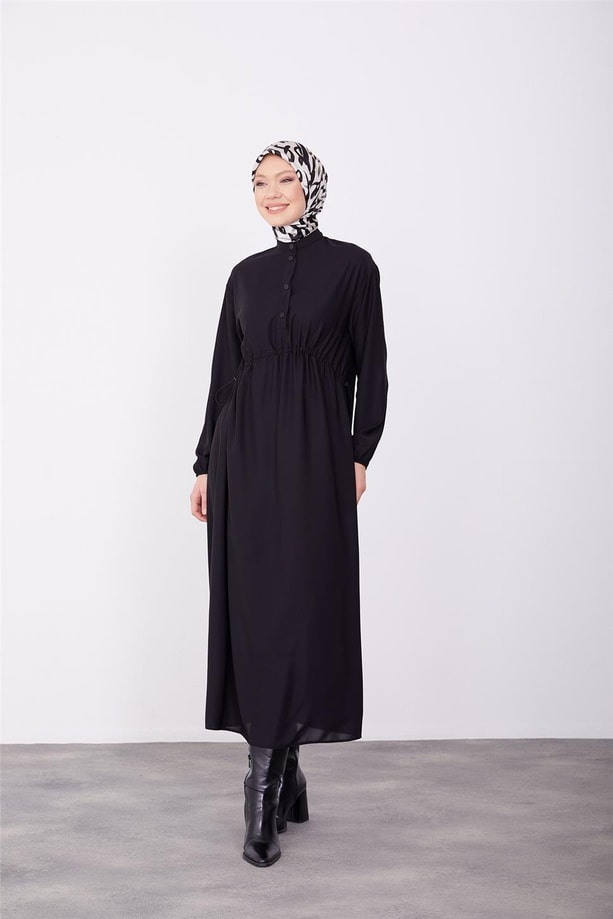 Armine Önü Tünelli Elbise 23K9717 Siyah