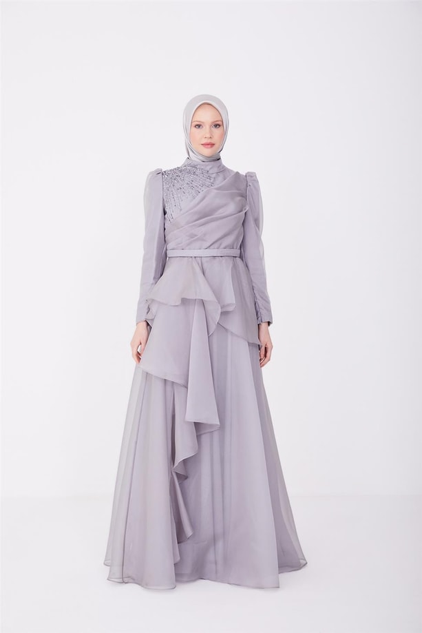 Armine Abiye Elbise 23YD1902 Gri