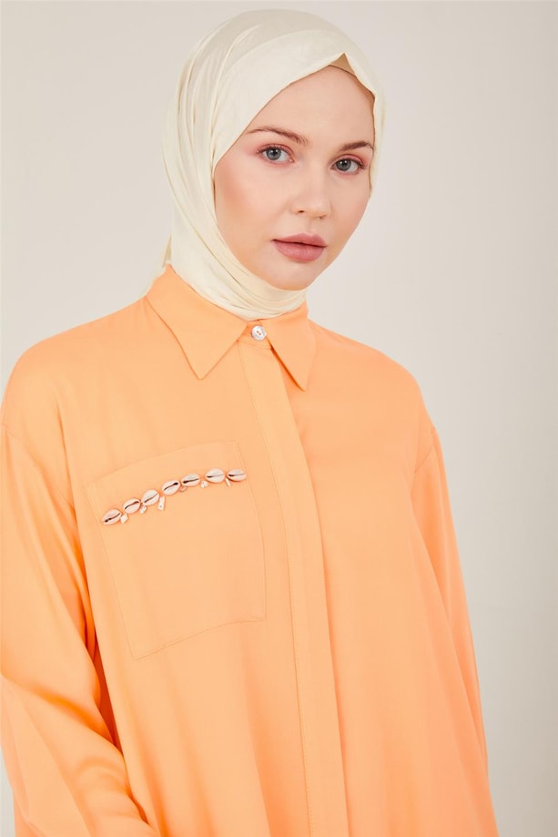 Armine Naturel Kumaştan Dökümlü Tunik 23Y4433 Mango
