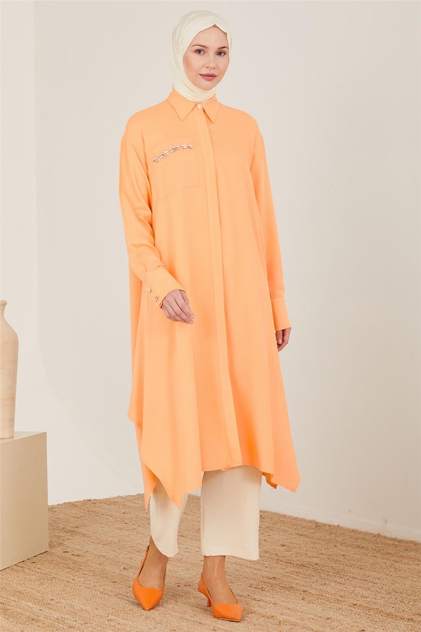 Armine Naturel Kumaştan Dökümlü Tunik 23Y4433 Mango