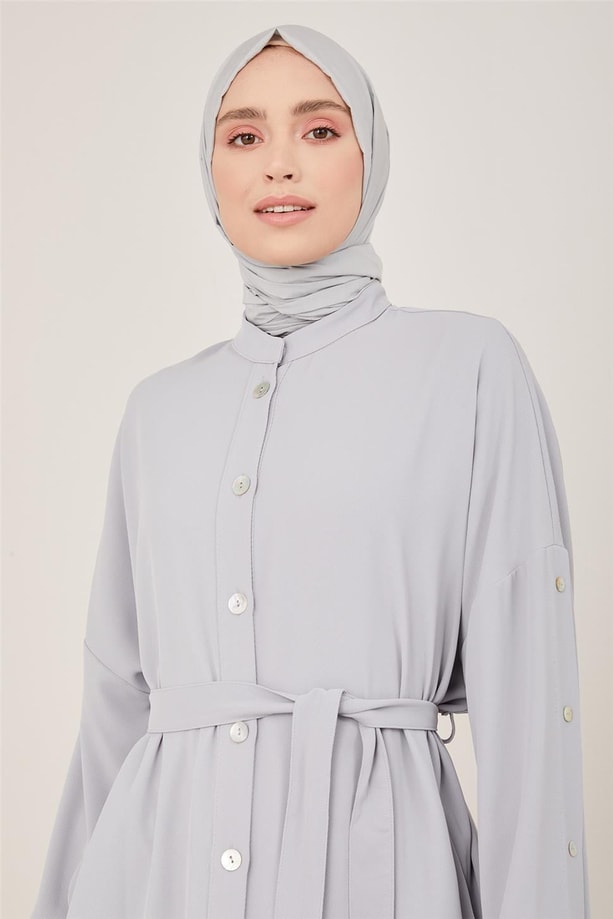 Armine Kolları Ve Patı Sedef Düğmeli Cepli Giy Çık 23Y5105 Gri