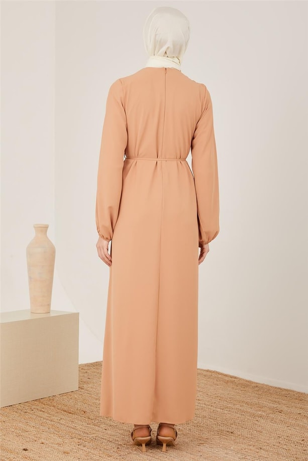 Armine Önü Piliseli Elbise 22Y9435 Camel