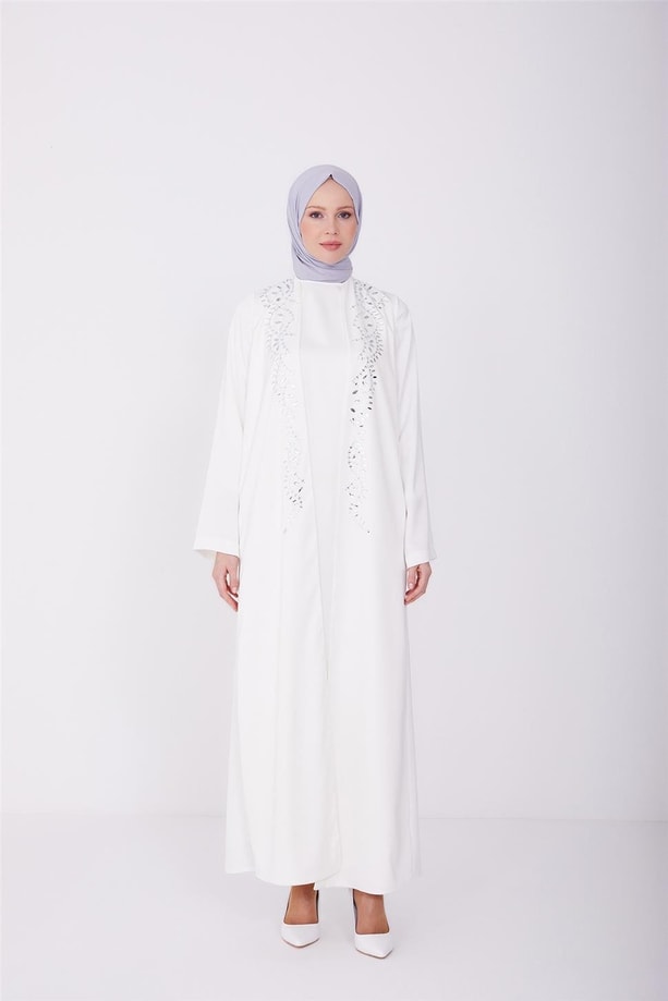 Armine Taşlı Takım Gibi Görünen Elbise 23Y9601 Beyaz