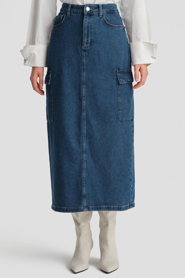 Armine Denim Etek 24KD3408 Koyu Mavi