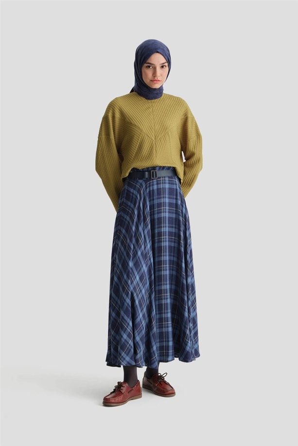 Armine Örme Çizgi Efektli Bluz 24K3616 Yeşil