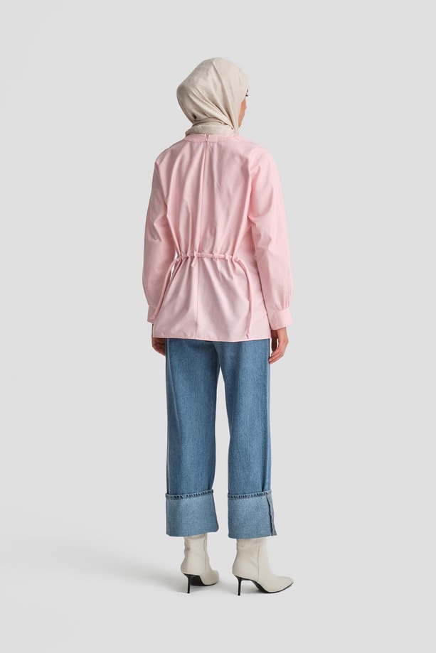 Armine Bağcık Detaylı Pamuk Bluz 24K3619 Pembe