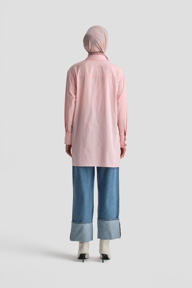 Armine Fiyonklu Naturel Kumaşlı Tunik 24K4300 Pembe