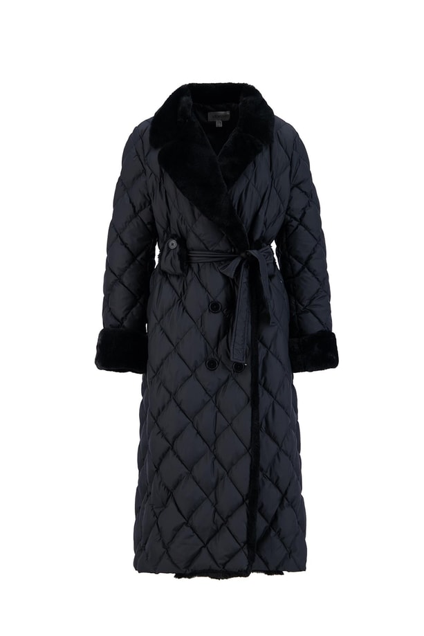 Armine Kürk Mixli Kapitone Mont 24KD6402 Siyah