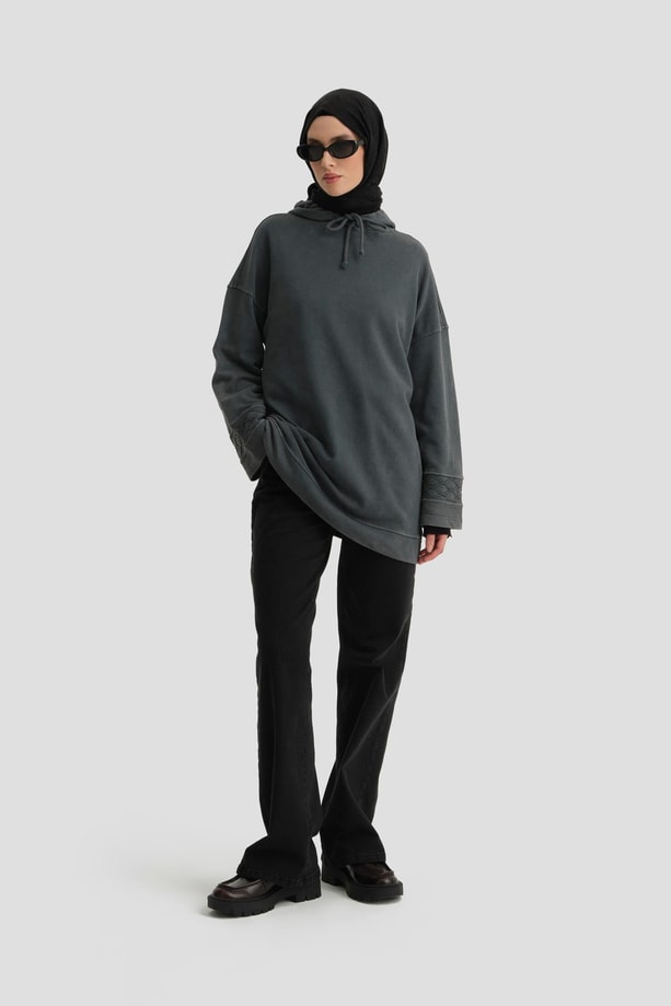 Armine Yıkama Efektli Sweat 24KD6804 Antrasit