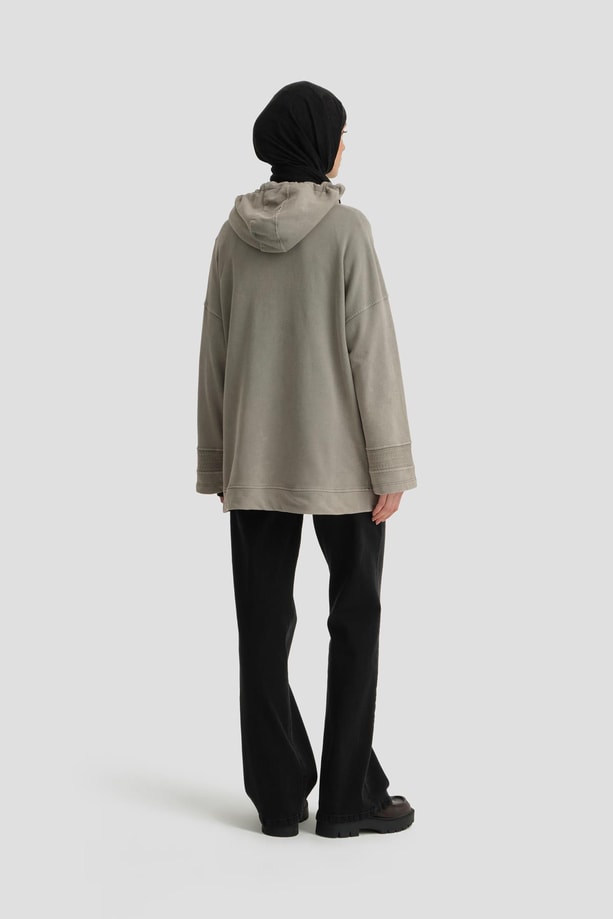 Armine Yıkama Efektli Sweat 24KD6804 Vizon