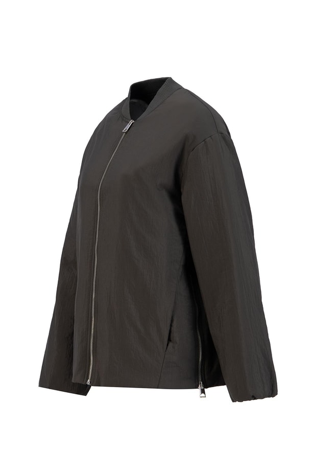 Armine Yaka Ribanalı Bomber Mont 24KD7522 Haki