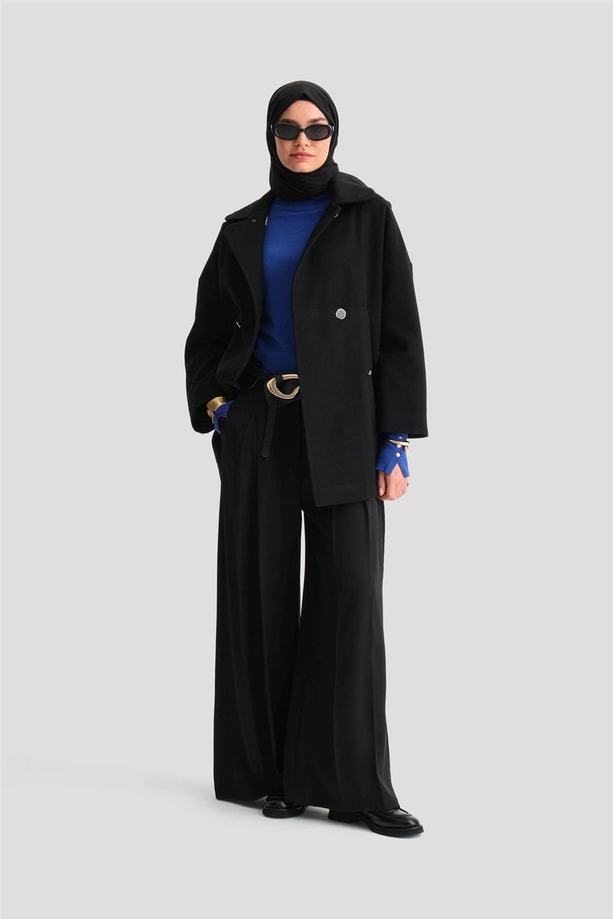 Armine Seyyar Kürklü Kısa Kaban 24K7601 Siyah