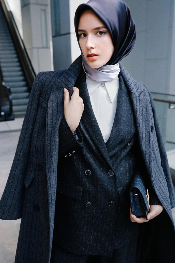 Armine Yün Karışımlı Blazer Kaban 24K7604 Antrasit
