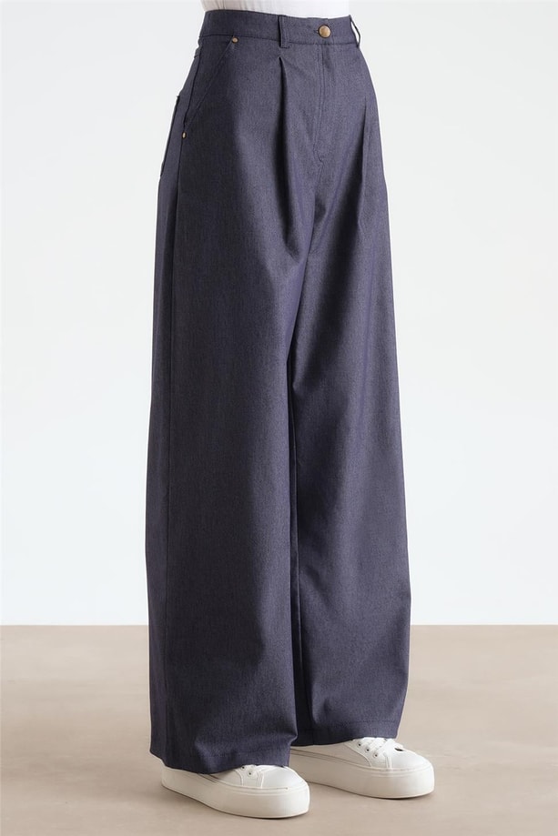 Armine Geniş Paça Denim Pantolon 24Y2603 Lacivert