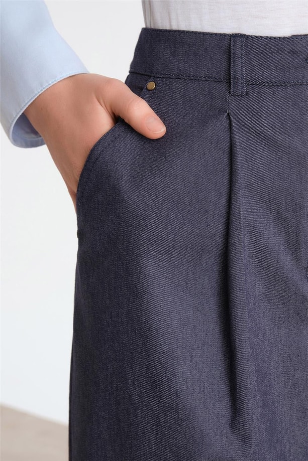 Armine Geniş Paça Denim Pantolon 24Y2603 Lacivert