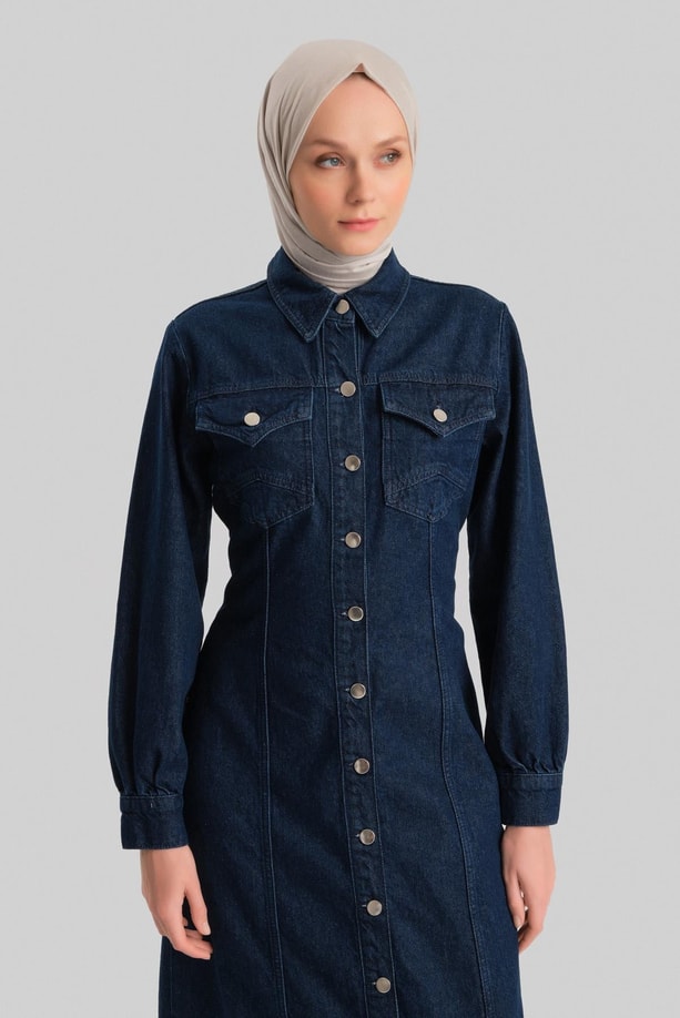 Armine Denim Elbise 24YD3416 Lacivert