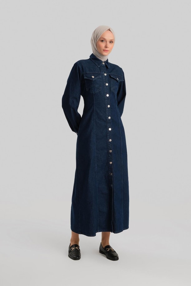 Armine Denim Elbise 24YD3416 Lacivert