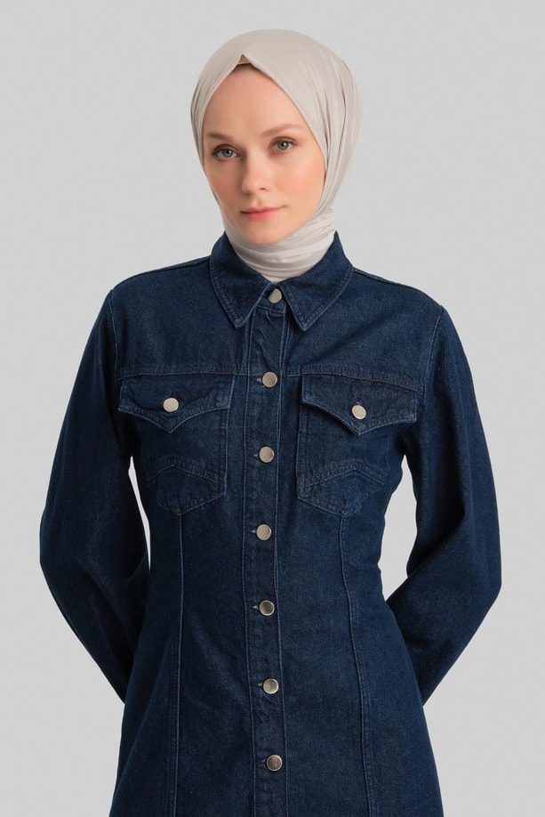 Armine Denim Elbise 24YD3416 Lacivert