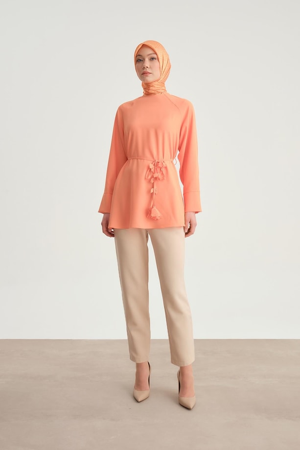 Armine Çiçekli Bluz 24Y3500 Mandarin