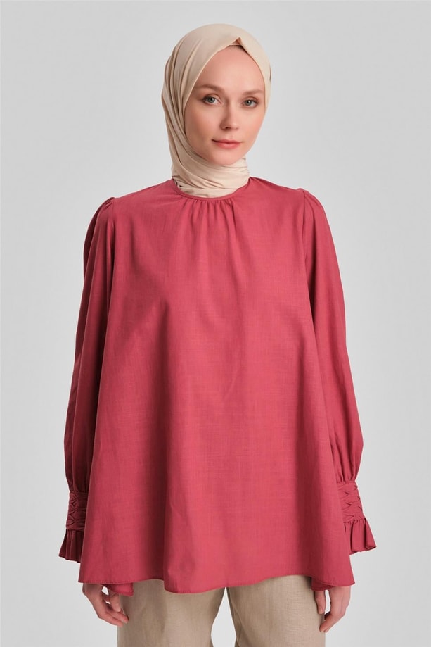 Armine Kolu Gipeli Bluz 24Y3533 Vişne