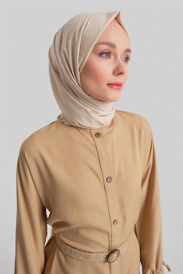 Armine Bütün Kollu Viskon Keten Tunik 24Y4018 Camel
