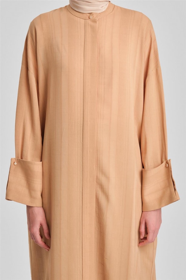 Armine Çizgi Efektli Tunik Elbise 24Y4104 Camel