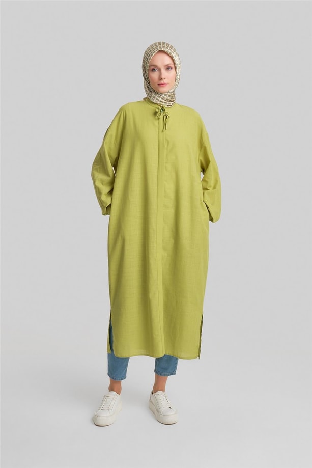 Armine Broşlu Tunik Elbise 24Y4107 Fıstık