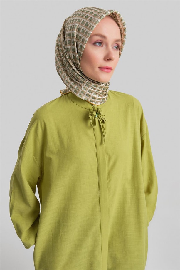 Armine Broşlu Tunik Elbise 24Y4107 Fıstık