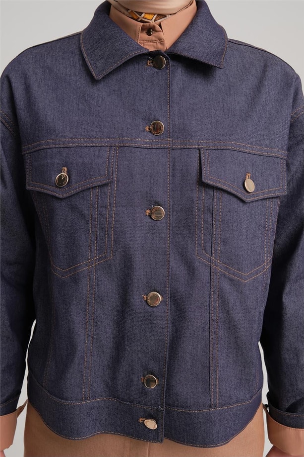 Armine Kısa Denim Ceket 24Y5405 Lacivert