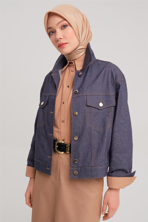 Armine Kısa Denim Ceket 24Y5405 Lacivert
