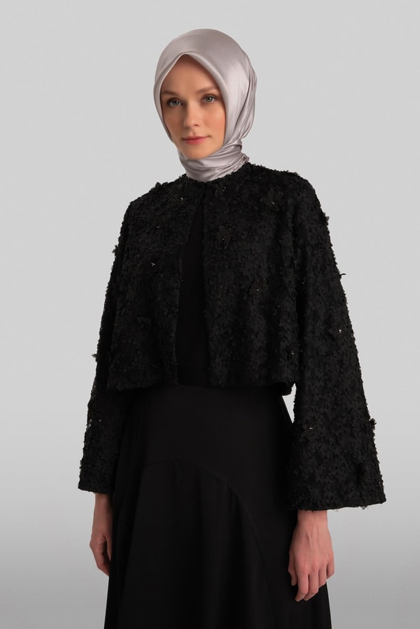 Armine Taşlı Ve Çiçekli Ceket 24Y5415 Siyah