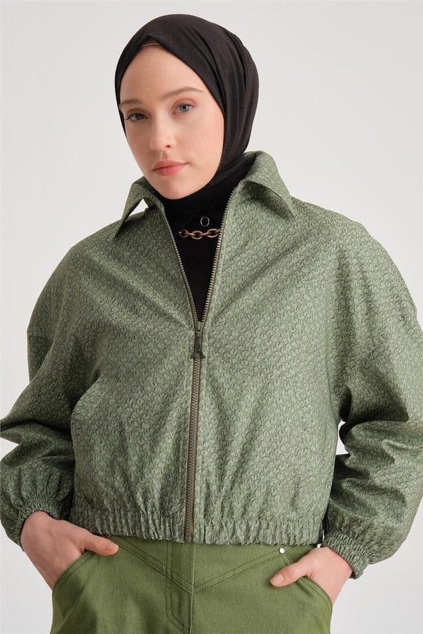 Armine Baskılı Bomber Ceket 24Y5507 Yeşil